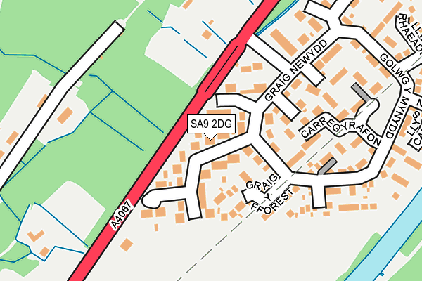 SA9 2DG map - OS OpenMap – Local (Ordnance Survey)