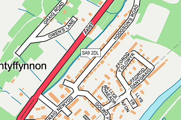 SA9 2DL map - OS OpenMap – Local (Ordnance Survey)