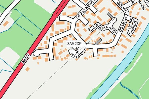 SA9 2DP map - OS OpenMap – Local (Ordnance Survey)