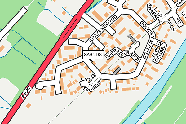 SA9 2DS map - OS OpenMap – Local (Ordnance Survey)