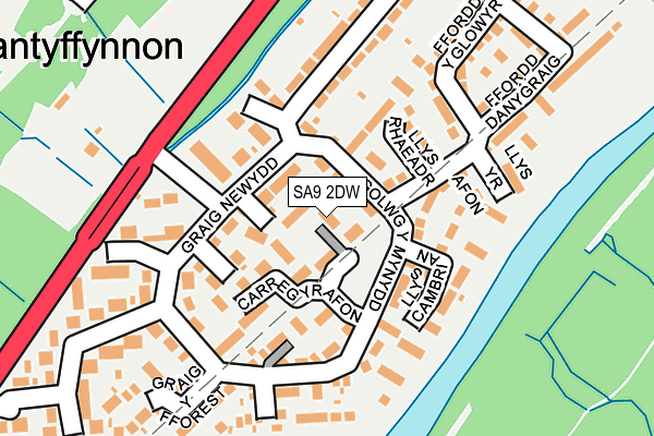 SA9 2DW map - OS OpenMap – Local (Ordnance Survey)