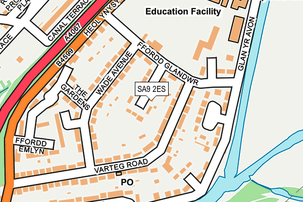 SA9 2ES map - OS OpenMap – Local (Ordnance Survey)