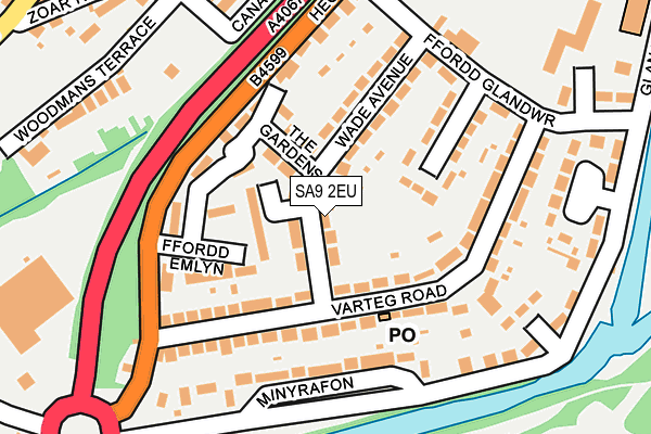 SA9 2EU map - OS OpenMap – Local (Ordnance Survey)