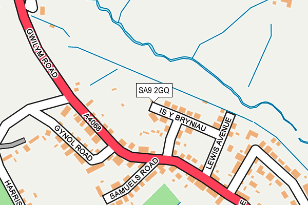 SA9 2GQ map - OS OpenMap – Local (Ordnance Survey)