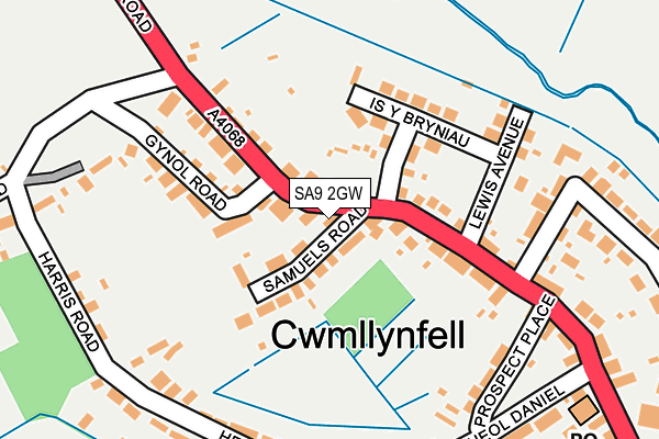 SA9 2GW map - OS OpenMap – Local (Ordnance Survey)