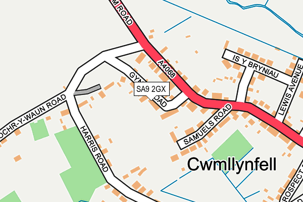 SA9 2GX map - OS OpenMap – Local (Ordnance Survey)