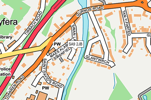 SA9 2JB map - OS OpenMap – Local (Ordnance Survey)