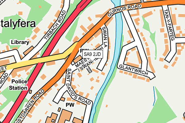 SA9 2JD map - OS OpenMap – Local (Ordnance Survey)