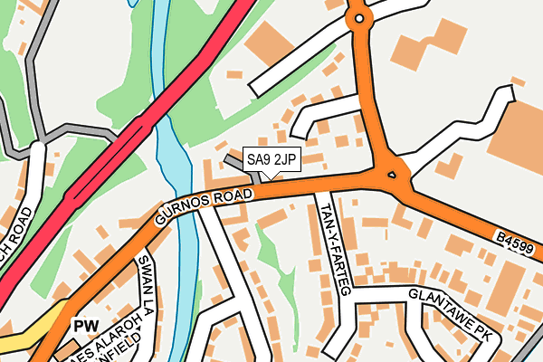 SA9 2JP map - OS OpenMap – Local (Ordnance Survey)