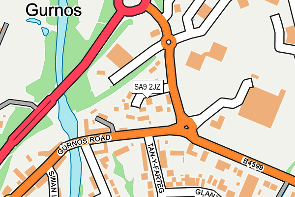 SA9 2JZ map - OS OpenMap – Local (Ordnance Survey)