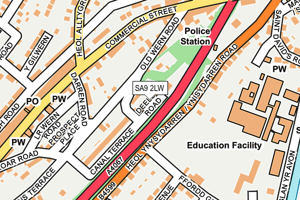 SA9 2LW map - OS OpenMap – Local (Ordnance Survey)