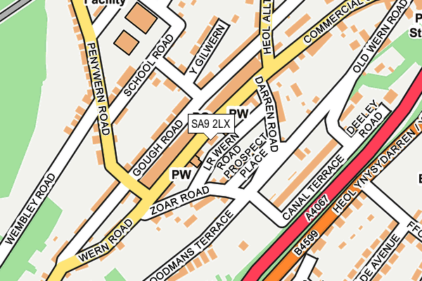 SA9 2LX map - OS OpenMap – Local (Ordnance Survey)