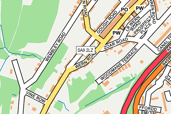 SA9 2LZ map - OS OpenMap – Local (Ordnance Survey)