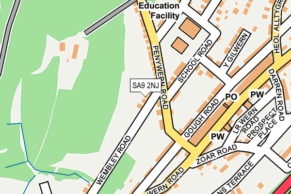 SA9 2NJ map - OS OpenMap – Local (Ordnance Survey)