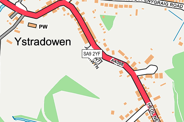SA9 2YF map - OS OpenMap – Local (Ordnance Survey)