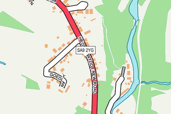 SA9 2YG map - OS OpenMap – Local (Ordnance Survey)