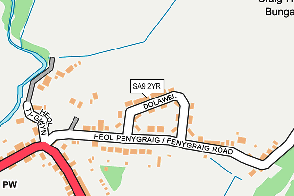 SA9 2YR map - OS OpenMap – Local (Ordnance Survey)