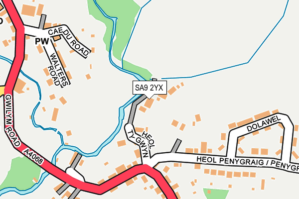 SA9 2YX map - OS OpenMap – Local (Ordnance Survey)