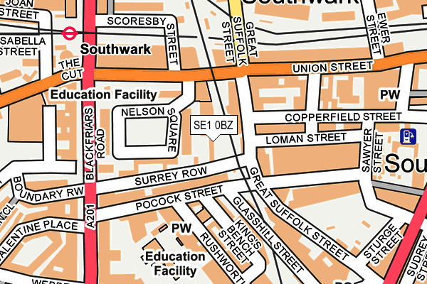 SE1 0BZ map - OS OpenMap – Local (Ordnance Survey)