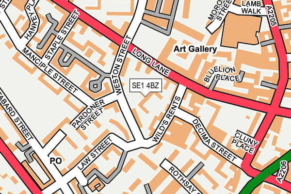SE1 4BZ map - OS OpenMap – Local (Ordnance Survey)