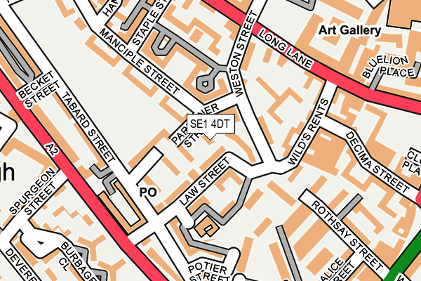 SE1 4DT map - OS OpenMap – Local (Ordnance Survey)