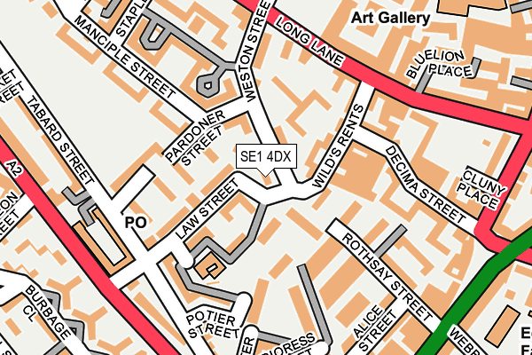 SE1 4DX map - OS OpenMap – Local (Ordnance Survey)