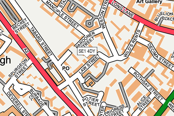 SE1 4DY map - OS OpenMap – Local (Ordnance Survey)