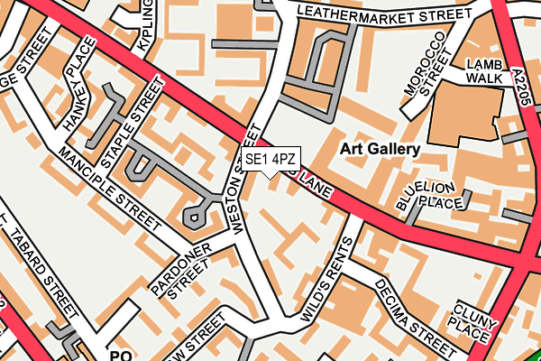 SE1 4PZ map - OS OpenMap – Local (Ordnance Survey)