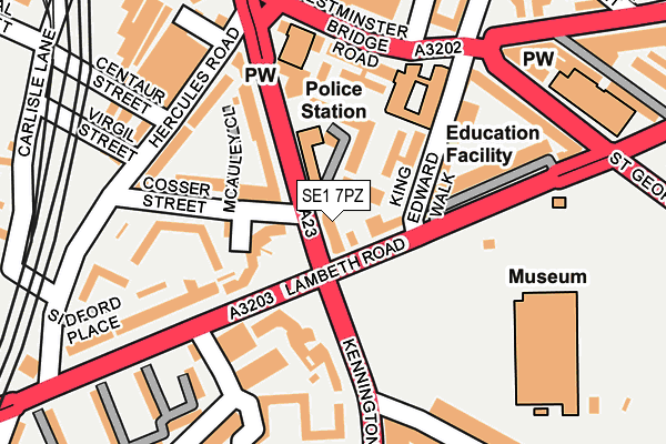 SE1 7PZ map - OS OpenMap – Local (Ordnance Survey)