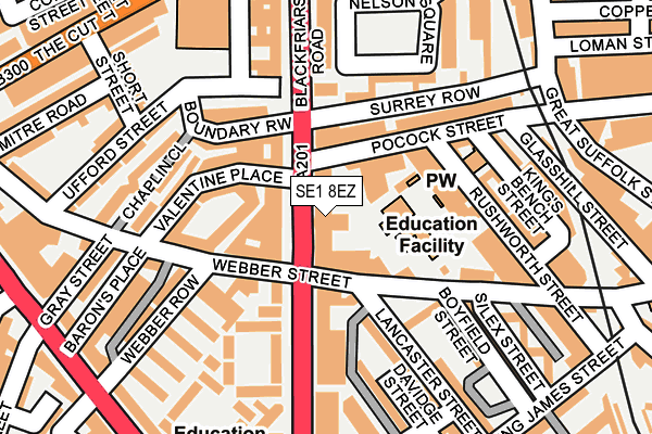 SE1 8EZ map - OS OpenMap – Local (Ordnance Survey)