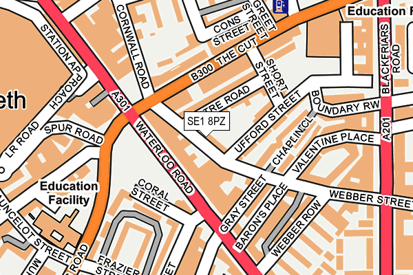 SE1 8PZ map - OS OpenMap – Local (Ordnance Survey)