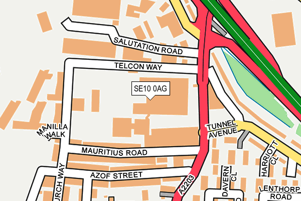 SE10 0AG map - OS OpenMap – Local (Ordnance Survey)
