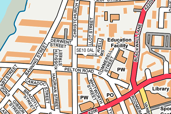 SE10 0AL map - OS OpenMap – Local (Ordnance Survey)