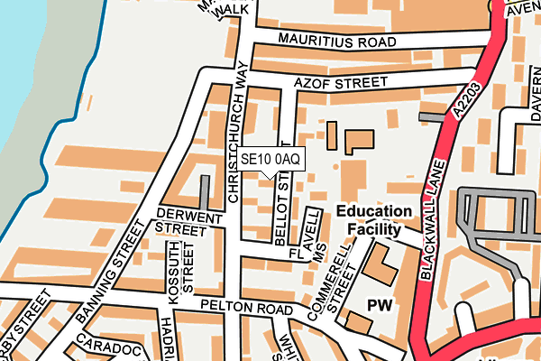 SE10 0AQ map - OS OpenMap – Local (Ordnance Survey)