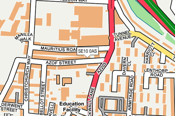 SE10 0AS map - OS OpenMap – Local (Ordnance Survey)