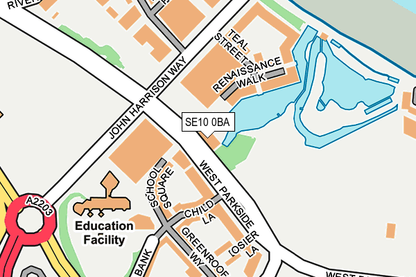 SE10 0BA map - OS OpenMap – Local (Ordnance Survey)