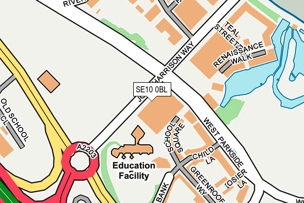 SE10 0BL map - OS OpenMap – Local (Ordnance Survey)