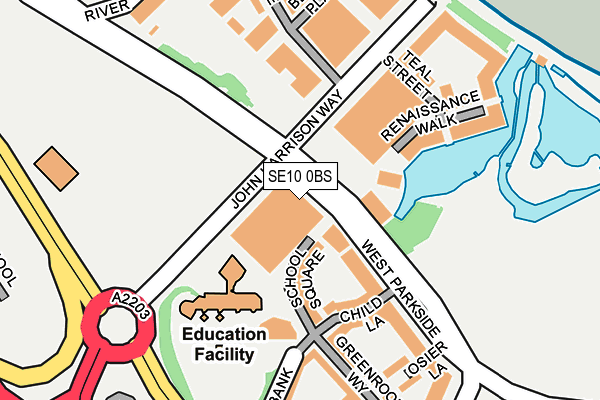 SE10 0BS map - OS OpenMap – Local (Ordnance Survey)