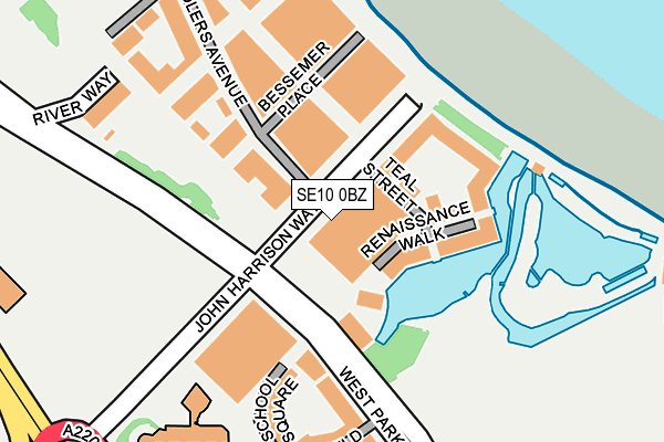 SE10 0BZ map - OS OpenMap – Local (Ordnance Survey)