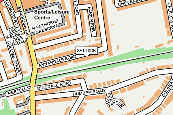 SE10 0DB map - OS OpenMap – Local (Ordnance Survey)