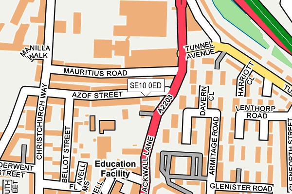 SE10 0ED map - OS OpenMap – Local (Ordnance Survey)