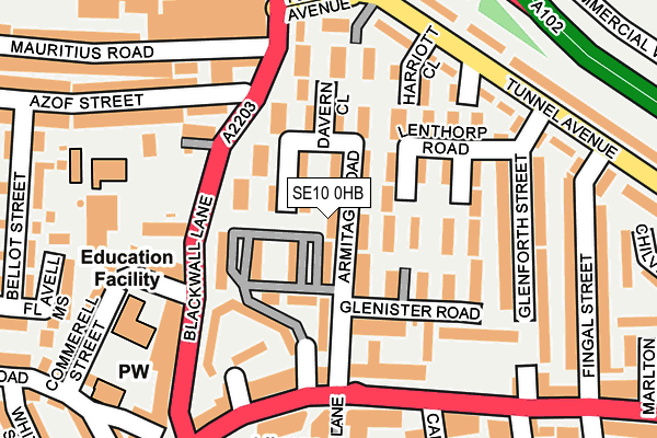 SE10 0HB map - OS OpenMap – Local (Ordnance Survey)