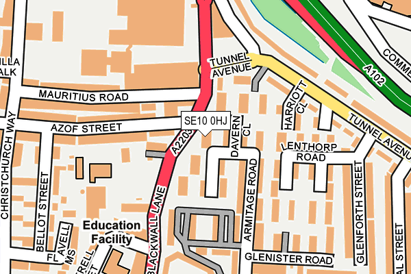 SE10 0HJ map - OS OpenMap – Local (Ordnance Survey)
