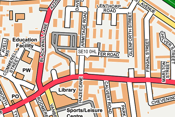 SE10 0HL map - OS OpenMap – Local (Ordnance Survey)