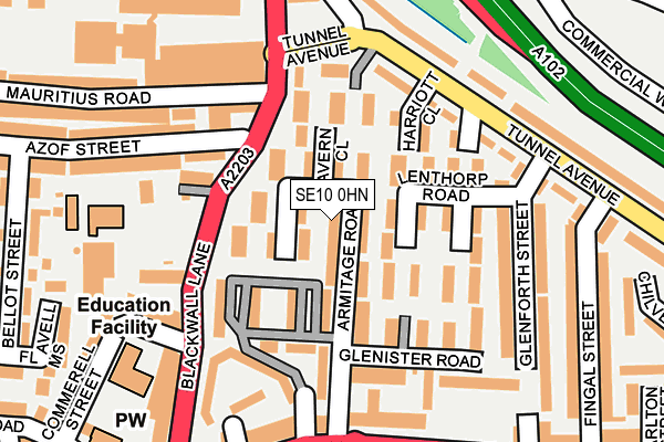 SE10 0HN map - OS OpenMap – Local (Ordnance Survey)