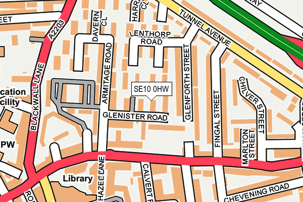 SE10 0HW map - OS OpenMap – Local (Ordnance Survey)