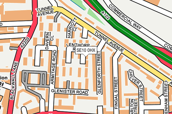 SE10 0HX map - OS OpenMap – Local (Ordnance Survey)