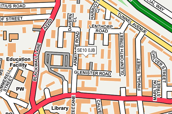 SE10 0JB map - OS OpenMap – Local (Ordnance Survey)