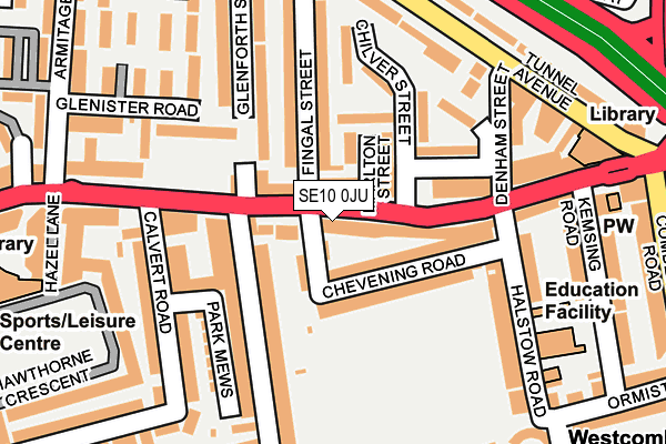 SE10 0JU map - OS OpenMap – Local (Ordnance Survey)