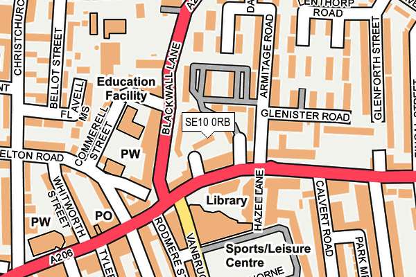 SE10 0RB map - OS OpenMap – Local (Ordnance Survey)